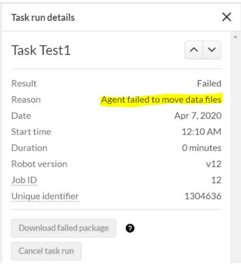 Agent failed to move data files when using external file location