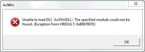 Unable to load DLL 'AclWinDLL'