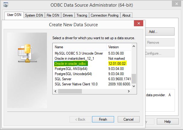How set-up native Oracle ODBC connection through Windows DSN