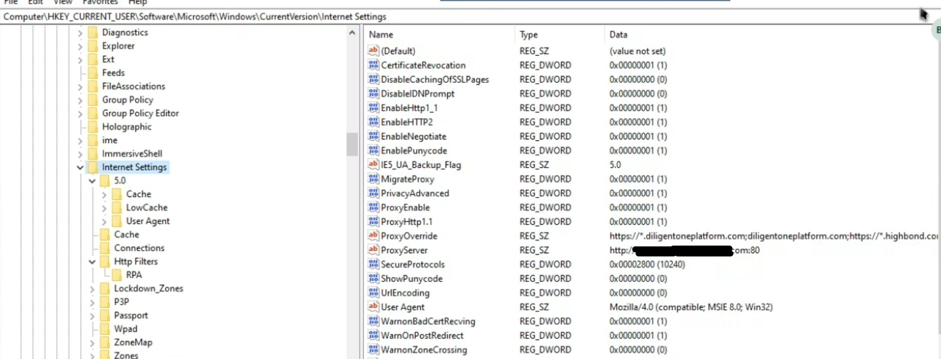 How to lookup/update Robot Agent Service User Internet Options settings