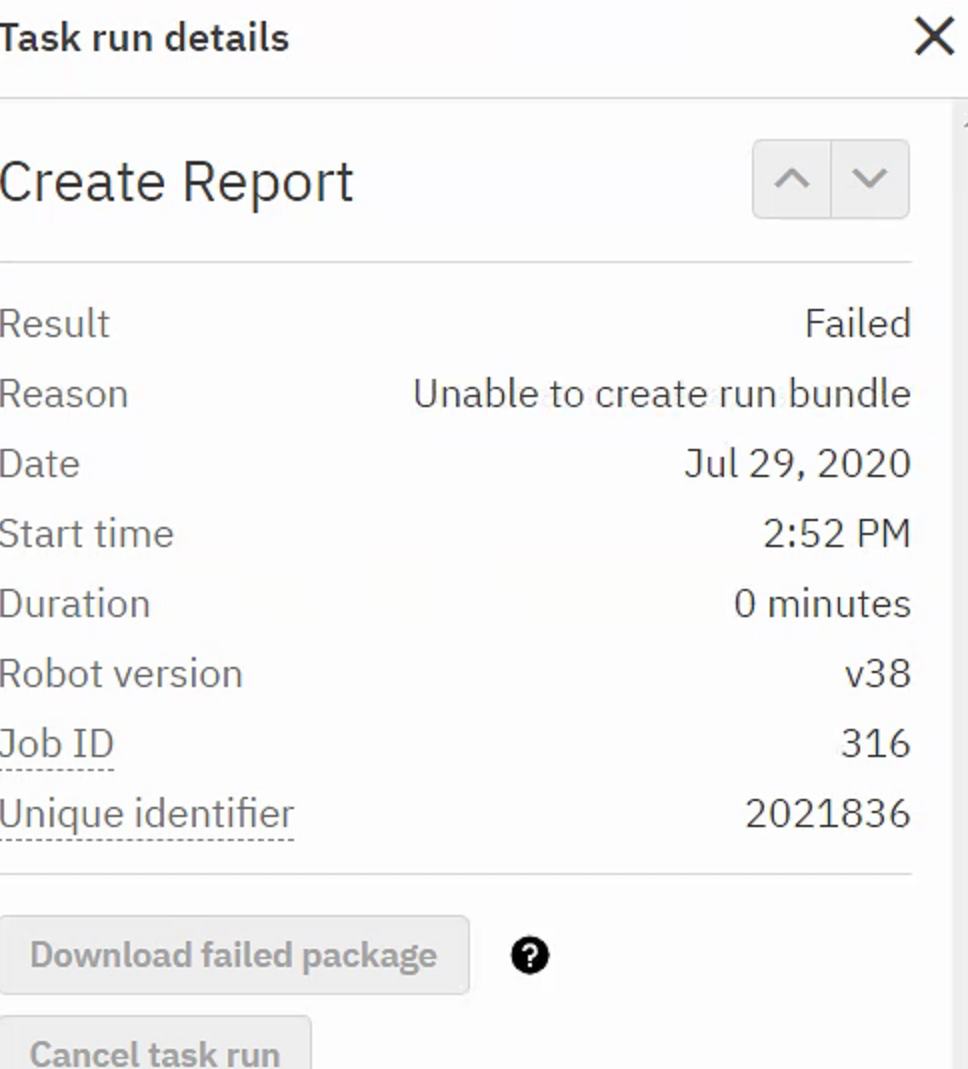 Unable to create run bundle when running a task in Robots (cloud or on ...